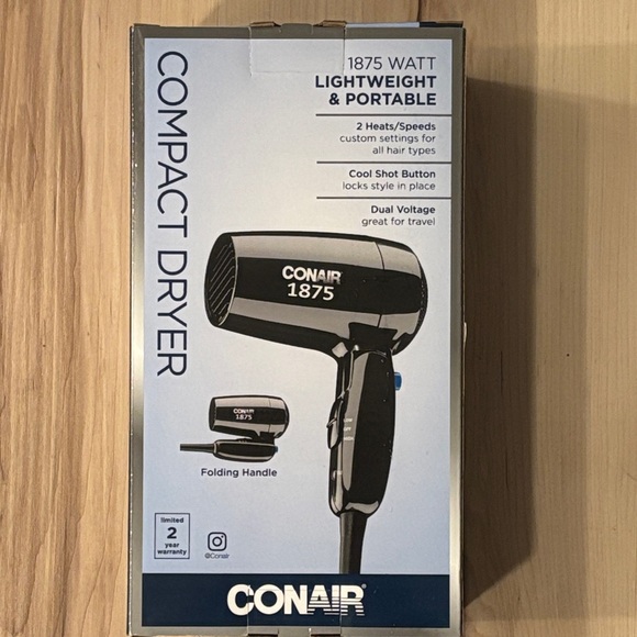 Conair Black Compact Hair Dryer - Picture 2 of 5